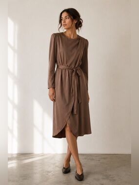 NWT! Vintage 70s/80s Howard Wolf Taupe Wrap Dresss